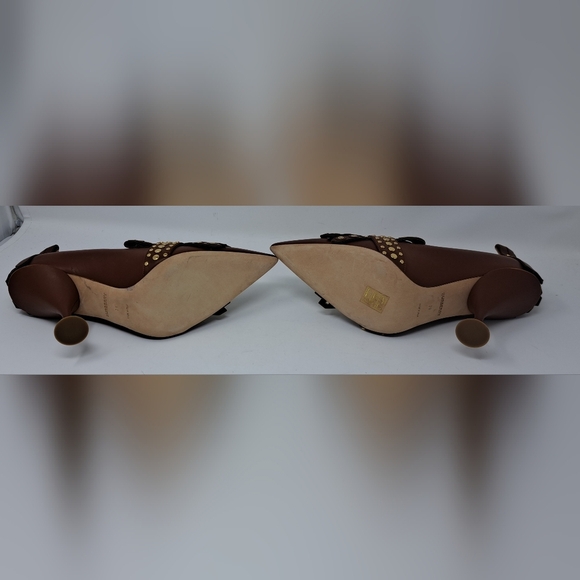 Burberry Goodall 105 Kiltie Fringe Leather Point Toe Pumps Heels 8 US 38 EU - Picture 4 of 16